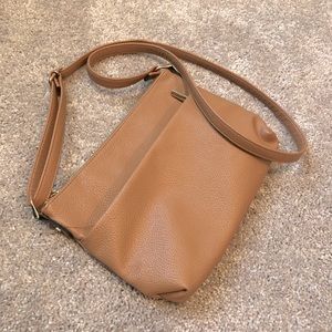 Camel faux leather cross body bag